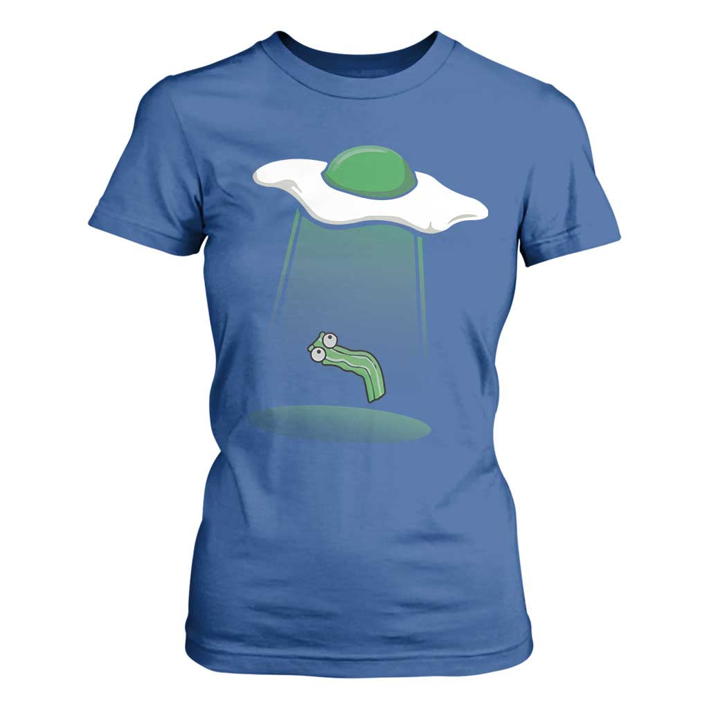 Funny Irish St Patricks Day T Shirt For Women UFO Egg Bacon Abduction Funny TS10 Royal Blue Print Your Wear