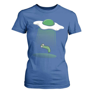 Funny Irish St Patricks Day T Shirt For Women UFO Egg Bacon Abduction Funny TS10 Royal Blue Print Your Wear