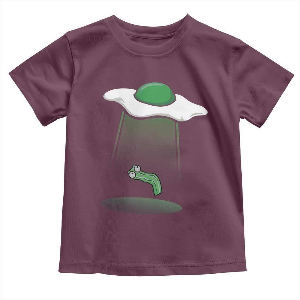 Funny Irish St Patricks Day Toddler T Shirt UFO Egg Bacon Abduction Funny TS10 Maroon Print Your Wear