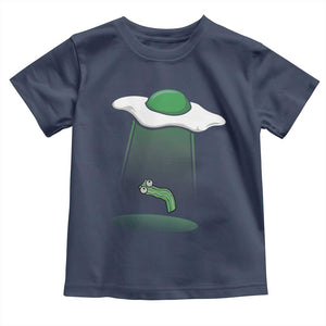 Funny Irish St Patricks Day Toddler T Shirt UFO Egg Bacon Abduction Funny TS10 Navy Print Your Wear