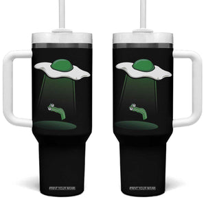 Funny Irish St Patricks Day Tumbler With Handle UFO Egg Bacon Abduction Funny TS10 One Size: 40 oz Black Print Your Wear