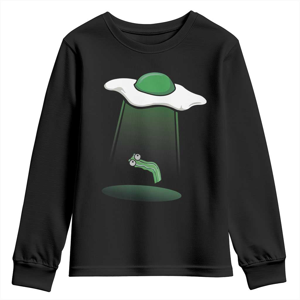 Funny Irish St Patricks Day Youth Sweatshirt UFO Egg Bacon Abduction Funny TS10 Black Print Your Wear