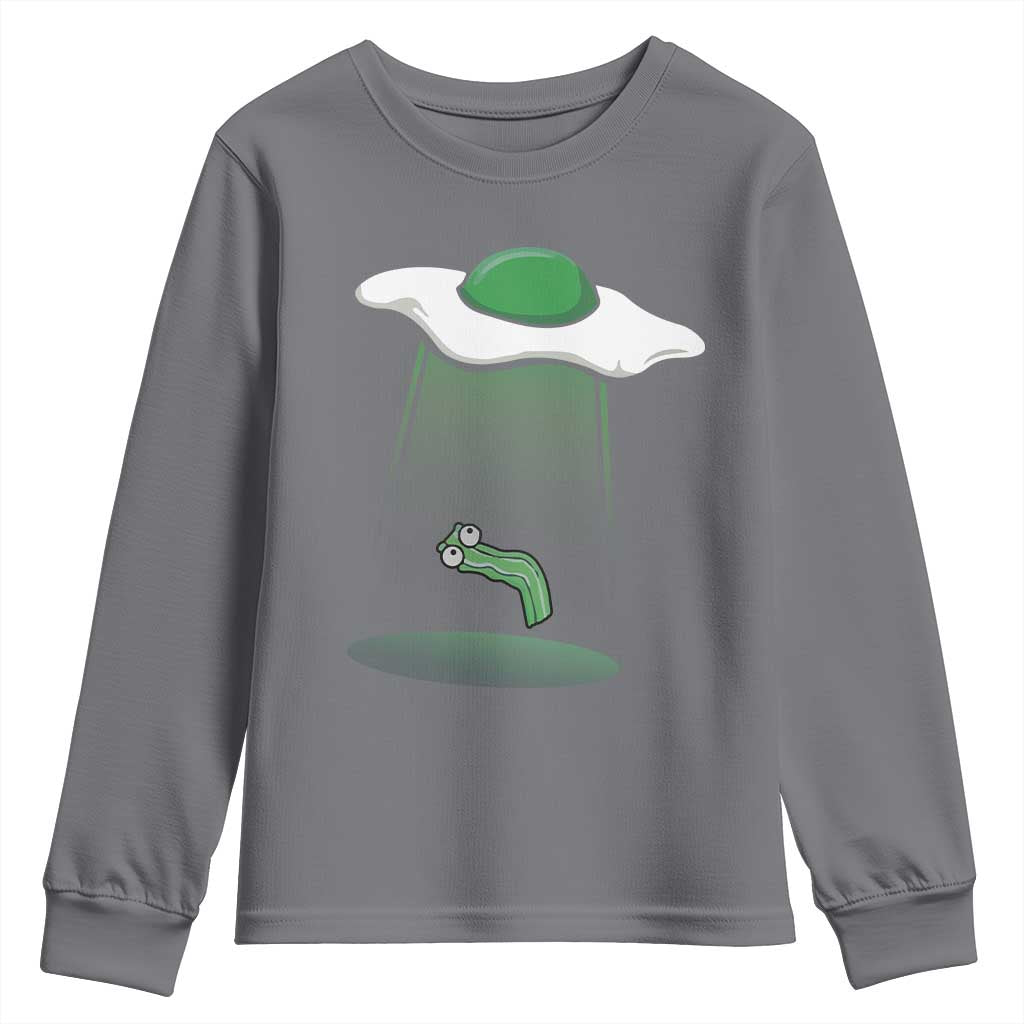 Funny Irish St Patricks Day Youth Sweatshirt UFO Egg Bacon Abduction Funny TS10 Charcoal Print Your Wear