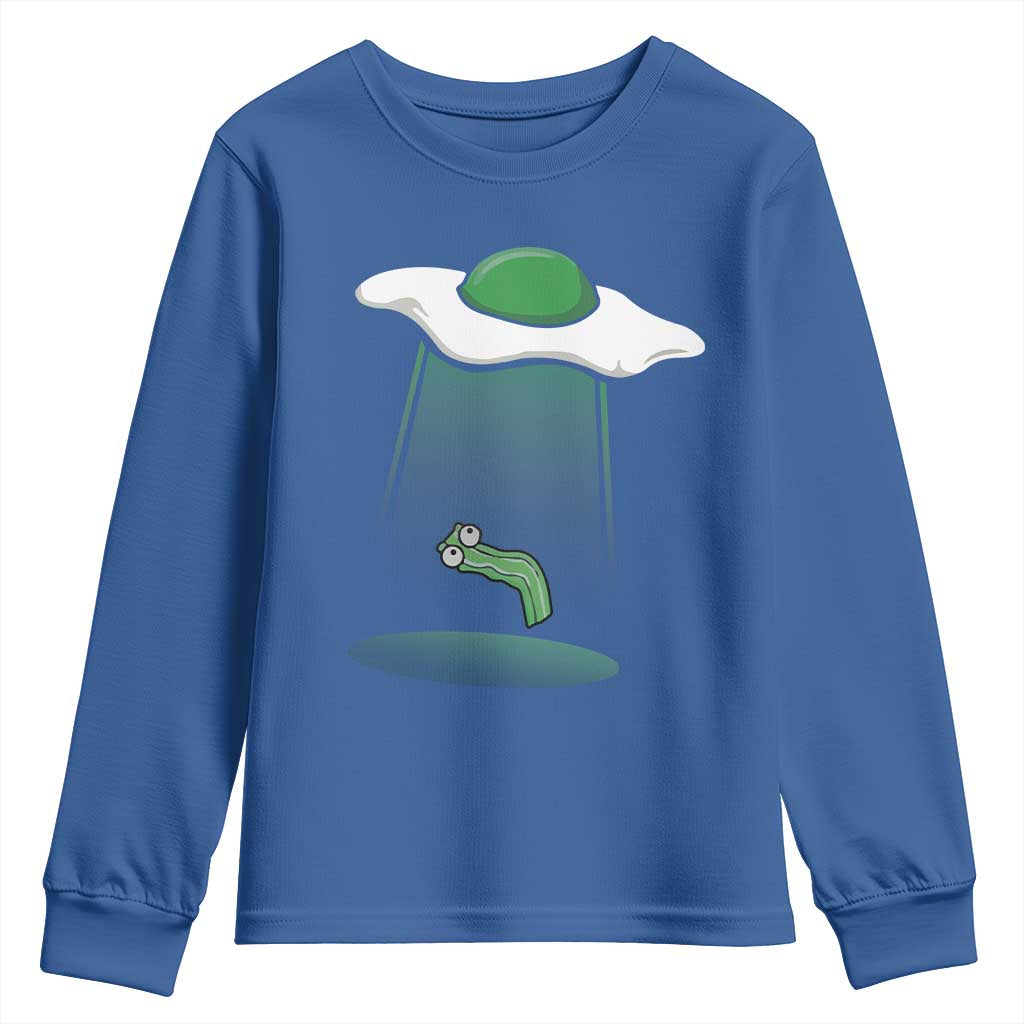 Funny Irish St Patricks Day Youth Sweatshirt UFO Egg Bacon Abduction Funny TS10 Royal Blue Print Your Wear
