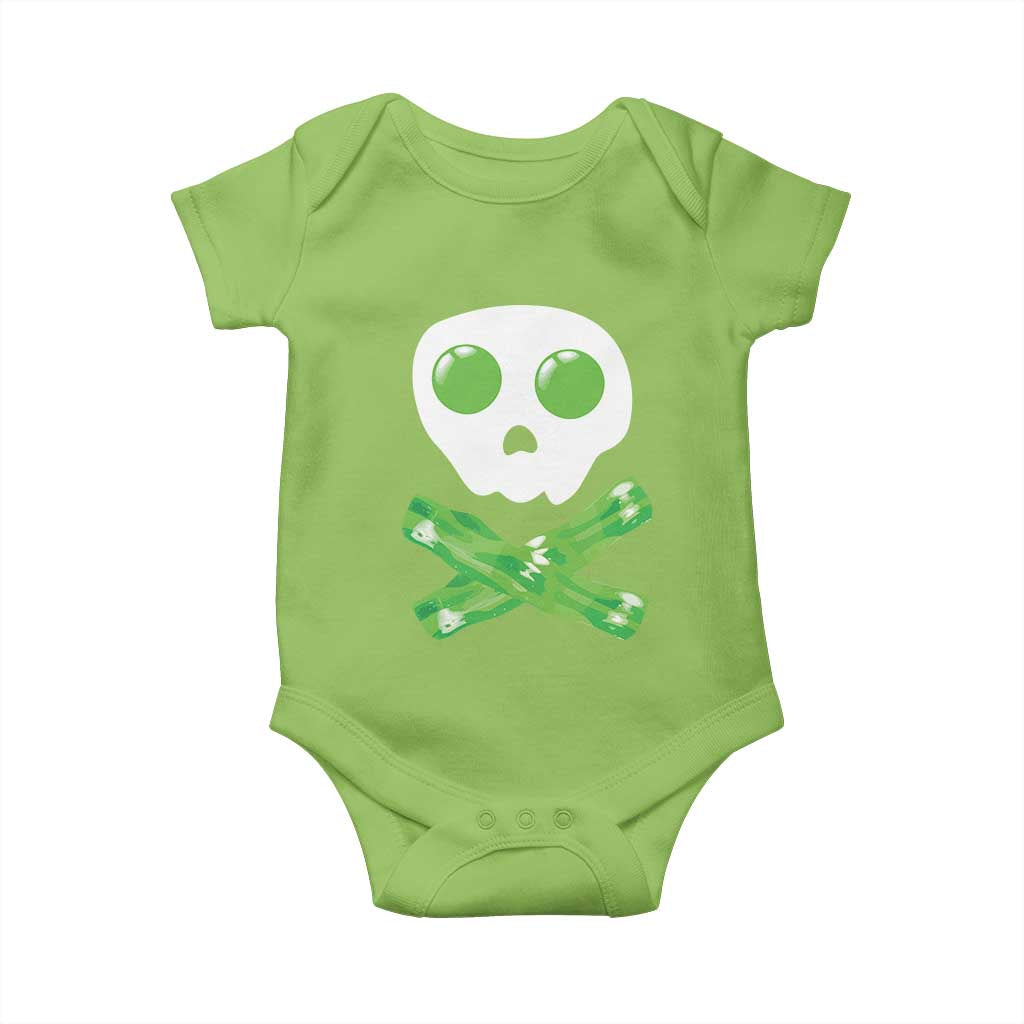 Funny St Patricks Day Baby Onesie Bacon & Eggs Skull & Crossbones TS10 Lime Print Your Wear