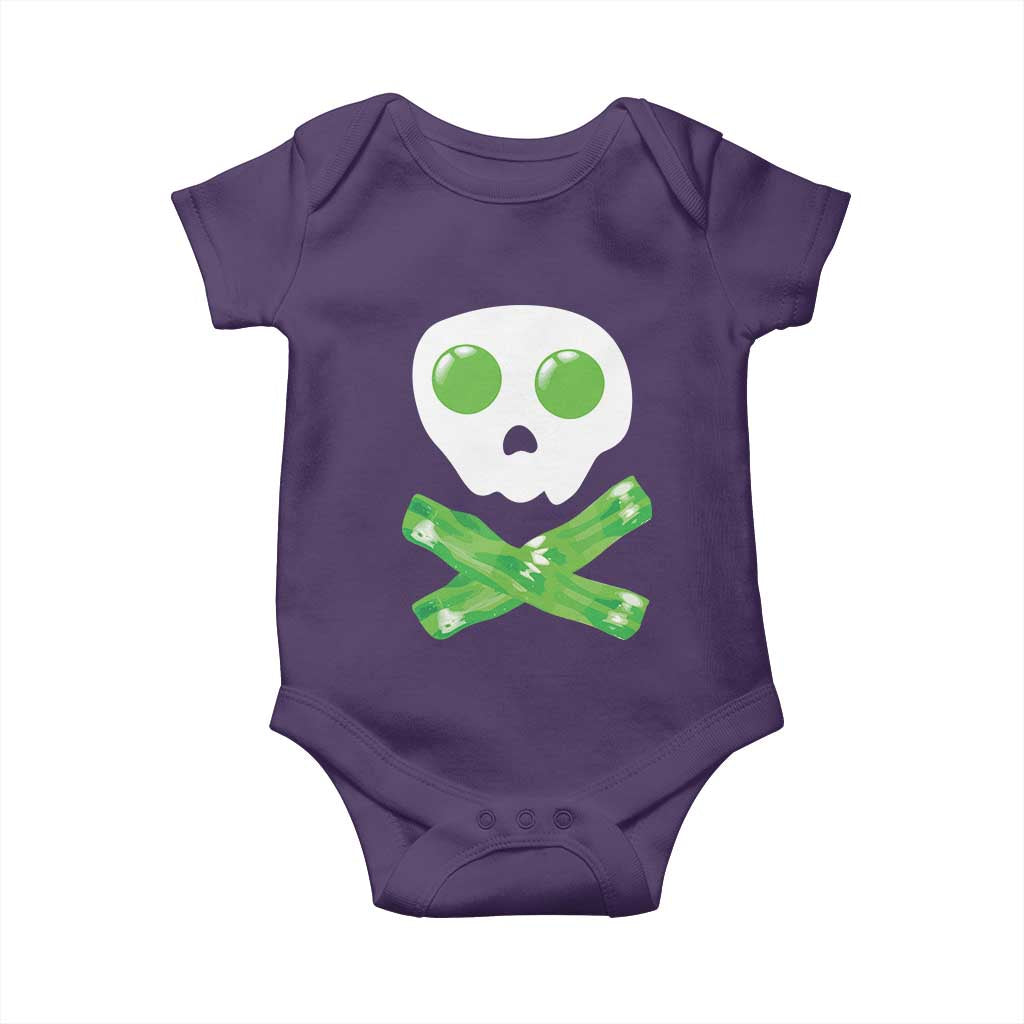 Funny St Patricks Day Baby Onesie Bacon & Eggs Skull & Crossbones TS10 Purple Print Your Wear