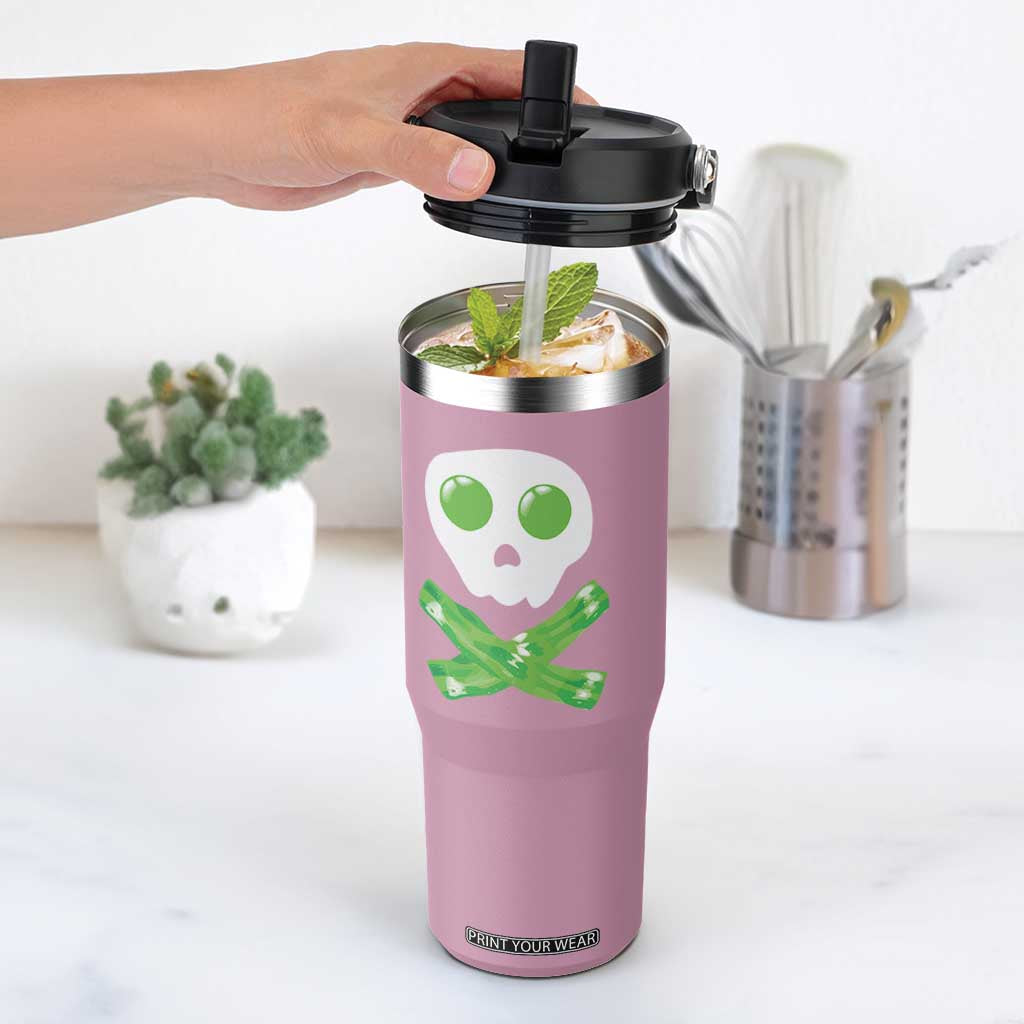 Funny St Patricks Day Flip Straw Tumbler Bacon & Eggs Skull & Crossbones TS10 One Size: 30 oz Light Pink Print Your Wear