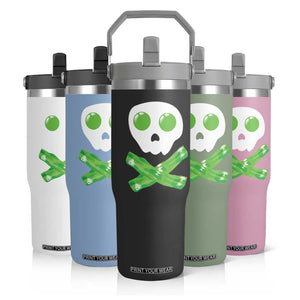 Funny St Patricks Day Flip Straw Tumbler Bacon & Eggs Skull & Crossbones TS10 Print Your Wear