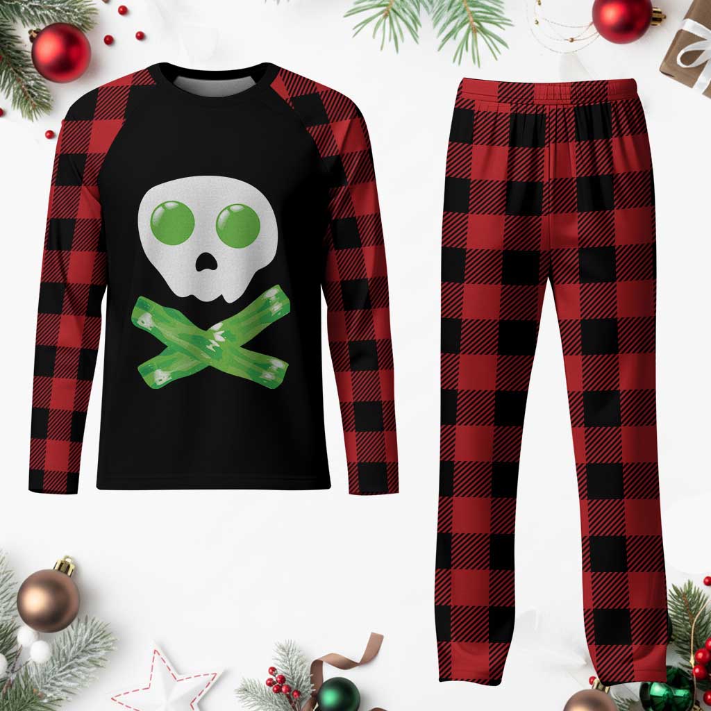 Funny St Patricks Day Plaid Pajama Set Bacon & Eggs Skull & Crossbones TS10 Buffalo Plaid Print Your Wear