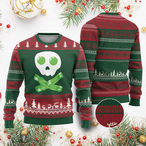 Funny St Patricks Day Ugly Christmas Sweater Bacon & Eggs Skull & Crossbones TS10 Red Green Print Your Wear