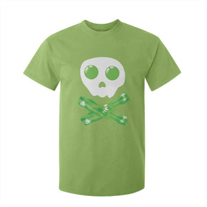 Funny St Patricks Day T Shirt For Kid Bacon & Eggs Skull & Crossbones TS10 Lime Print Your Wear