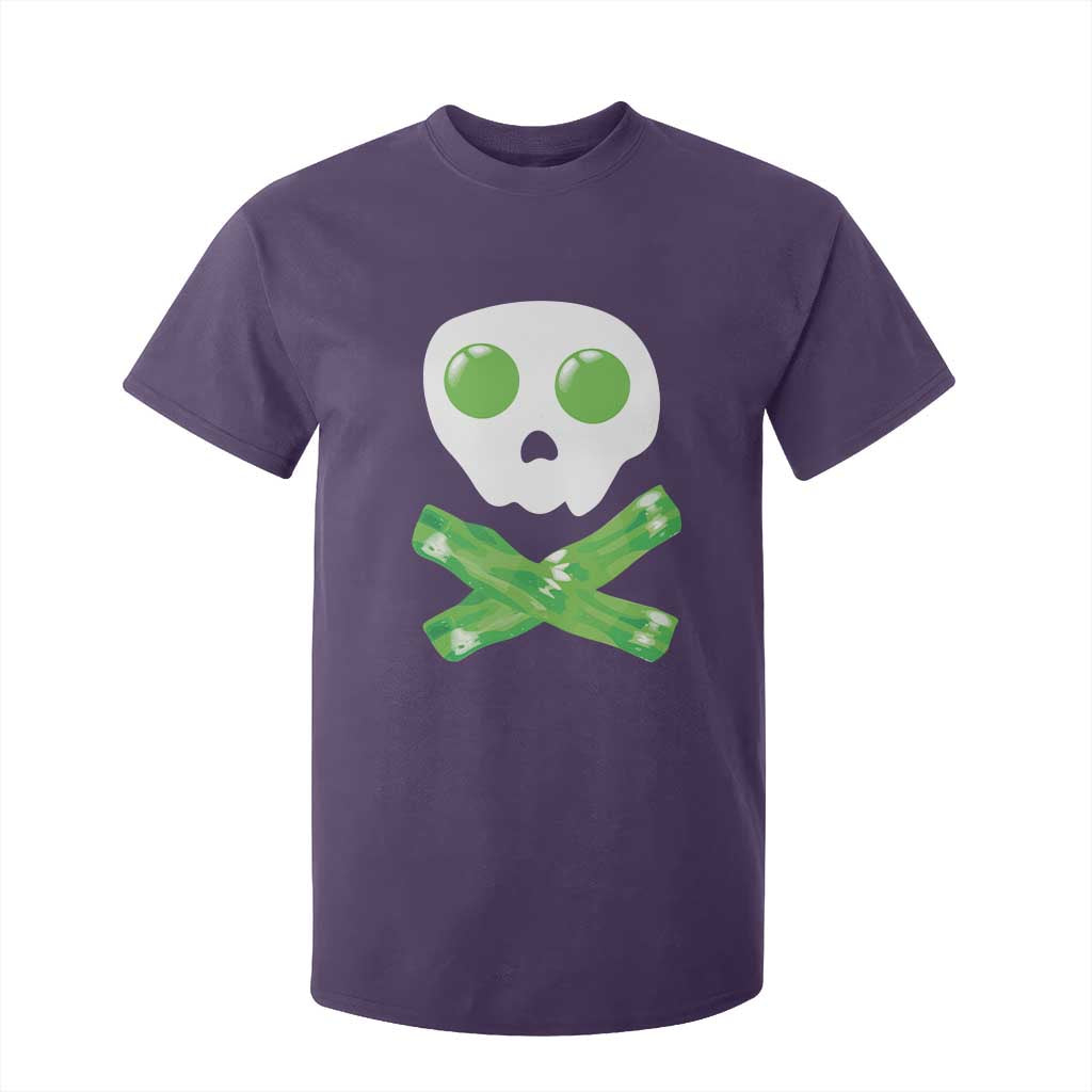Funny St Patricks Day T Shirt For Kid Bacon & Eggs Skull & Crossbones TS10 Purple Print Your Wear