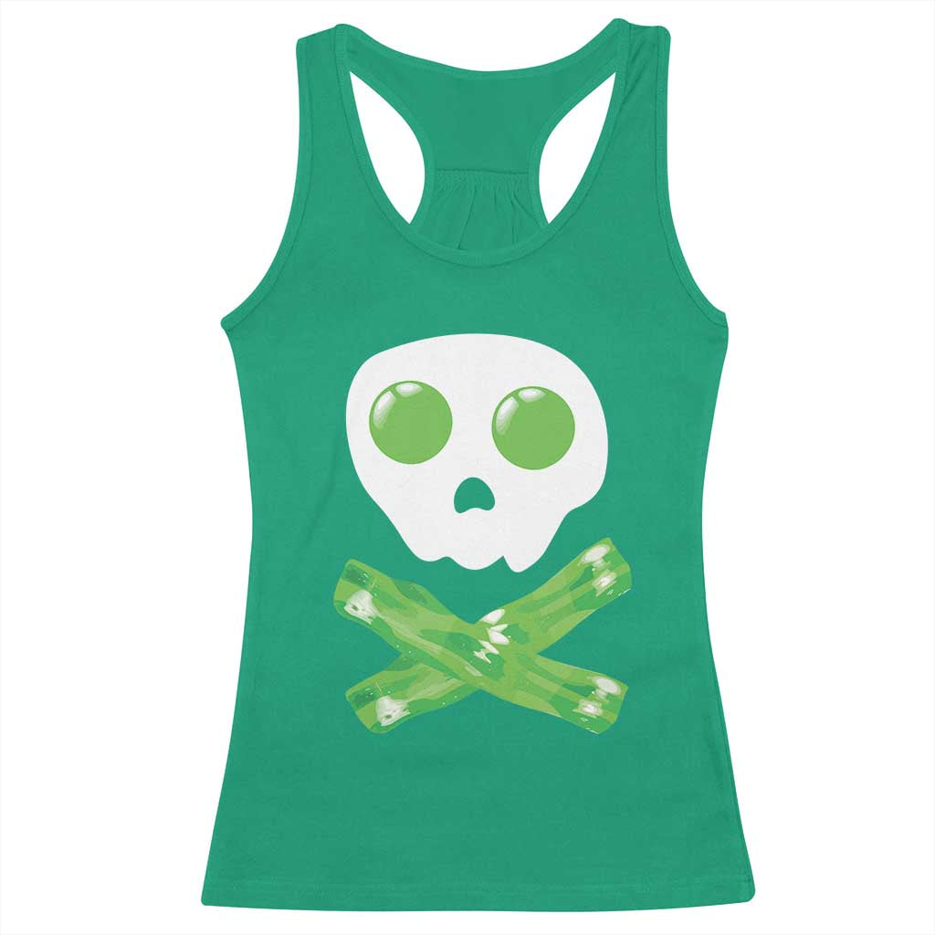 Funny St Patricks Day Racerback Tank Top Bacon & Eggs Skull & Crossbones TS10 Irish Green Print Your Wear