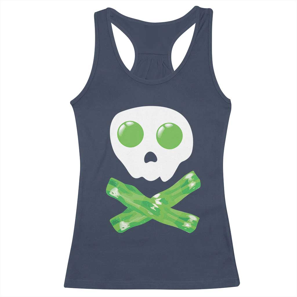 Funny St Patricks Day Racerback Tank Top Bacon & Eggs Skull & Crossbones TS10 Navy Print Your Wear