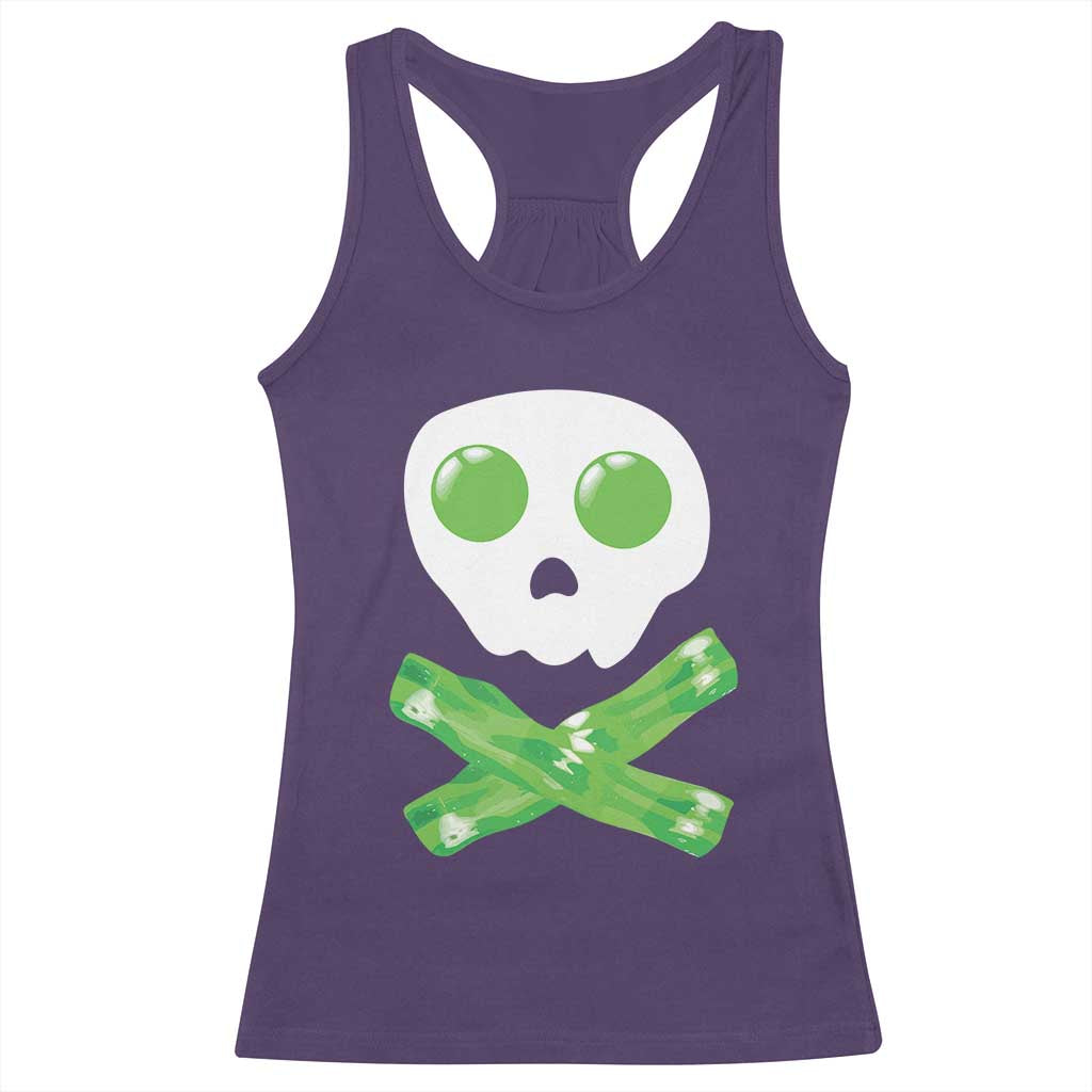 Funny St Patricks Day Racerback Tank Top Bacon & Eggs Skull & Crossbones TS10 Purple Print Your Wear