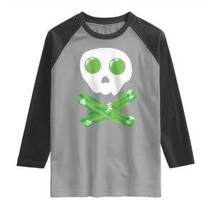 Funny St Patricks Day Raglan Shirt Bacon & Eggs Skull & Crossbones TS10 Sport Gray Black Print Your Wear