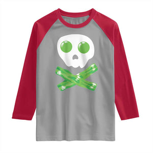 Funny St Patricks Day Raglan Shirt Bacon & Eggs Skull & Crossbones TS10 Sport Gray Red Print Your Wear
