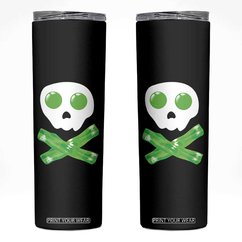 Funny St Patricks Day Skinny Tumbler Bacon & Eggs Skull & Crossbones TS10 Black Print Your Wear