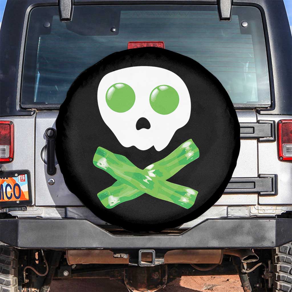 Funny St Patricks Day Spare Tire Cover Bacon & Eggs Skull & Crossbones TS10 No hole Black Print Your Wear