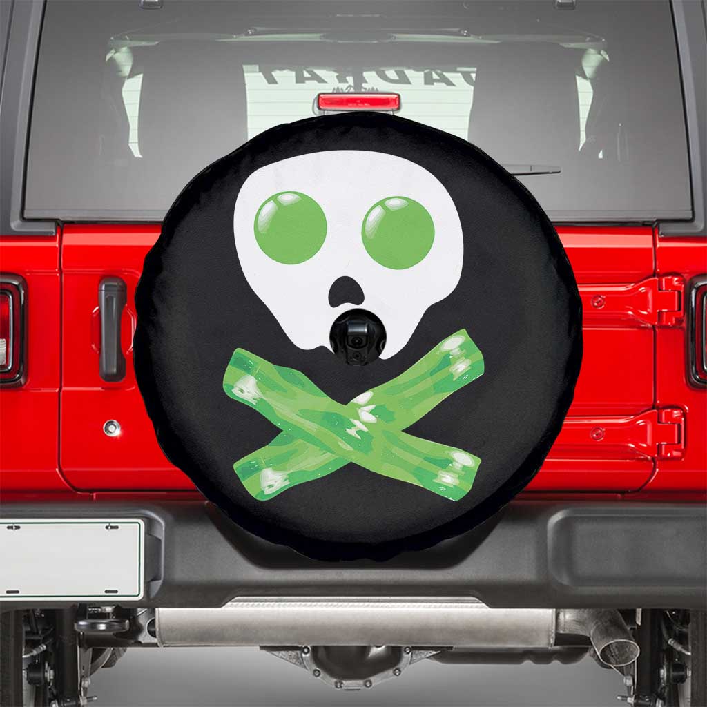 Funny St Patricks Day Spare Tire Cover Bacon & Eggs Skull & Crossbones TS10 Black Print Your Wear