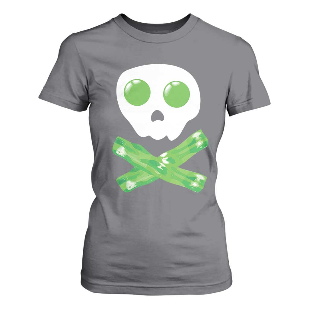 Funny St Patricks Day T Shirt For Women Bacon & Eggs Skull & Crossbones TS10 Charcoal Print Your Wear
