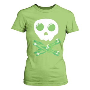 Funny St Patricks Day T Shirt For Women Bacon & Eggs Skull & Crossbones TS10 Lime Print Your Wear