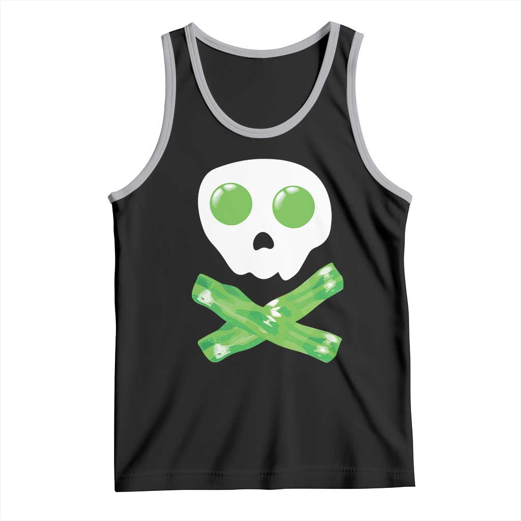 Funny St Patricks Day Tank Top Bacon & Eggs Skull & Crossbones TS10 Black Athletic Heather Print Your Wear