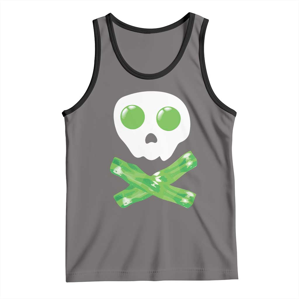 Funny St Patricks Day Tank Top Bacon & Eggs Skull & Crossbones TS10 Deep Heather Black Print Your Wear