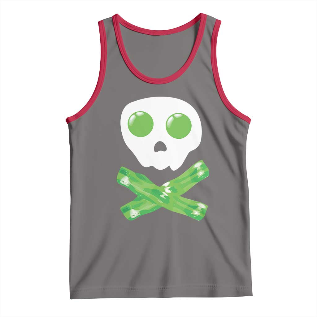 Funny St Patricks Day Tank Top Bacon & Eggs Skull & Crossbones TS10 Deep Heather Red Print Your Wear