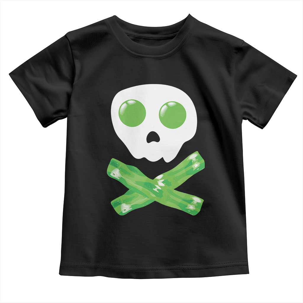 Funny St Patricks Day Toddler T Shirt Bacon & Eggs Skull & Crossbones TS10 Black Print Your Wear