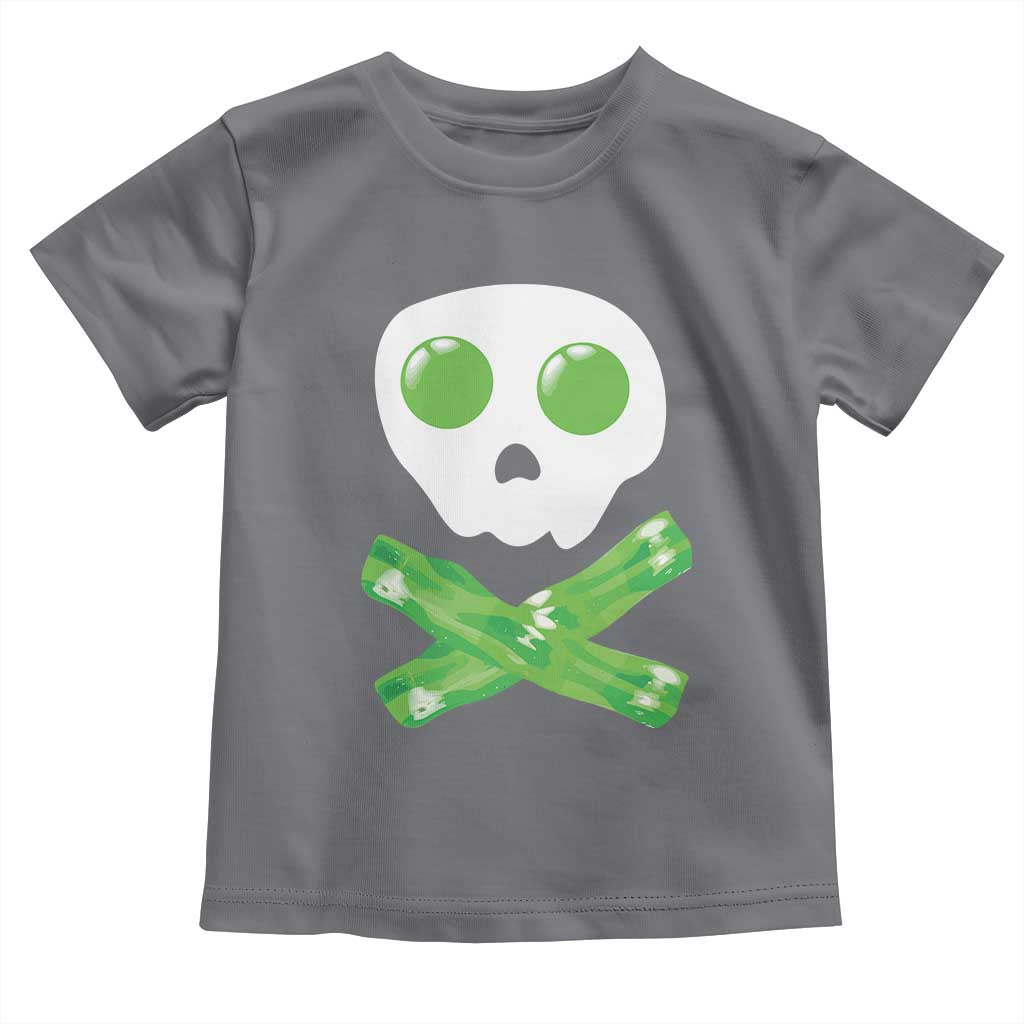 Funny St Patricks Day Toddler T Shirt Bacon & Eggs Skull & Crossbones TS10 Charcoal Print Your Wear