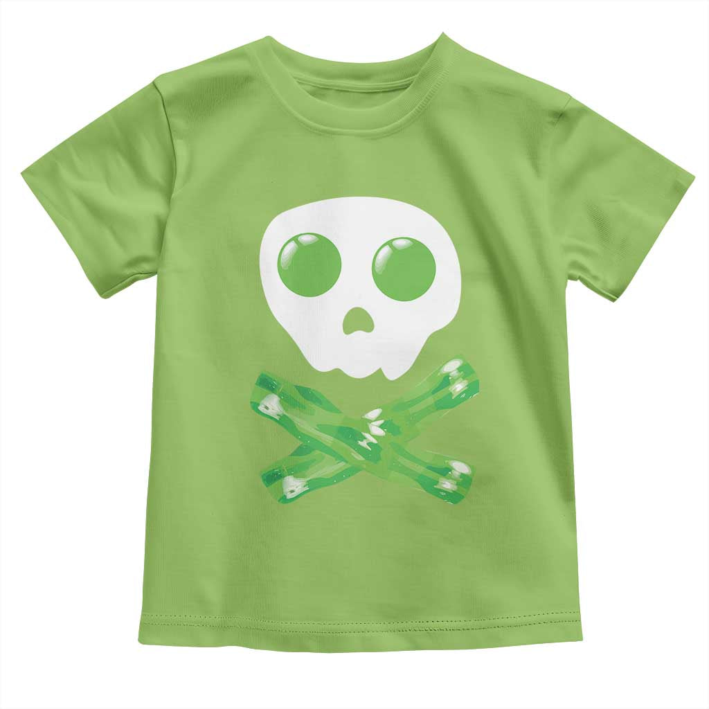 Funny St Patricks Day Toddler T Shirt Bacon & Eggs Skull & Crossbones TS10 Lime Print Your Wear