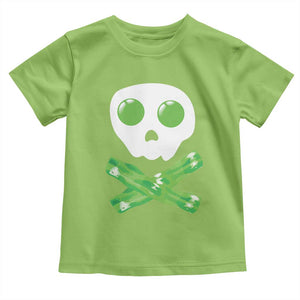 Funny St Patricks Day Toddler T Shirt Bacon & Eggs Skull & Crossbones TS10 Lime Print Your Wear