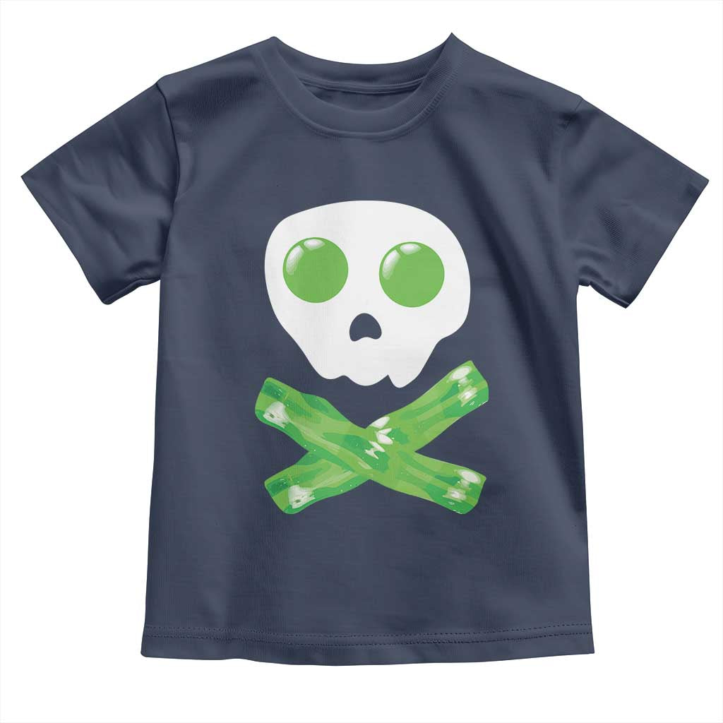 Funny St Patricks Day Toddler T Shirt Bacon & Eggs Skull & Crossbones TS10 Navy Print Your Wear