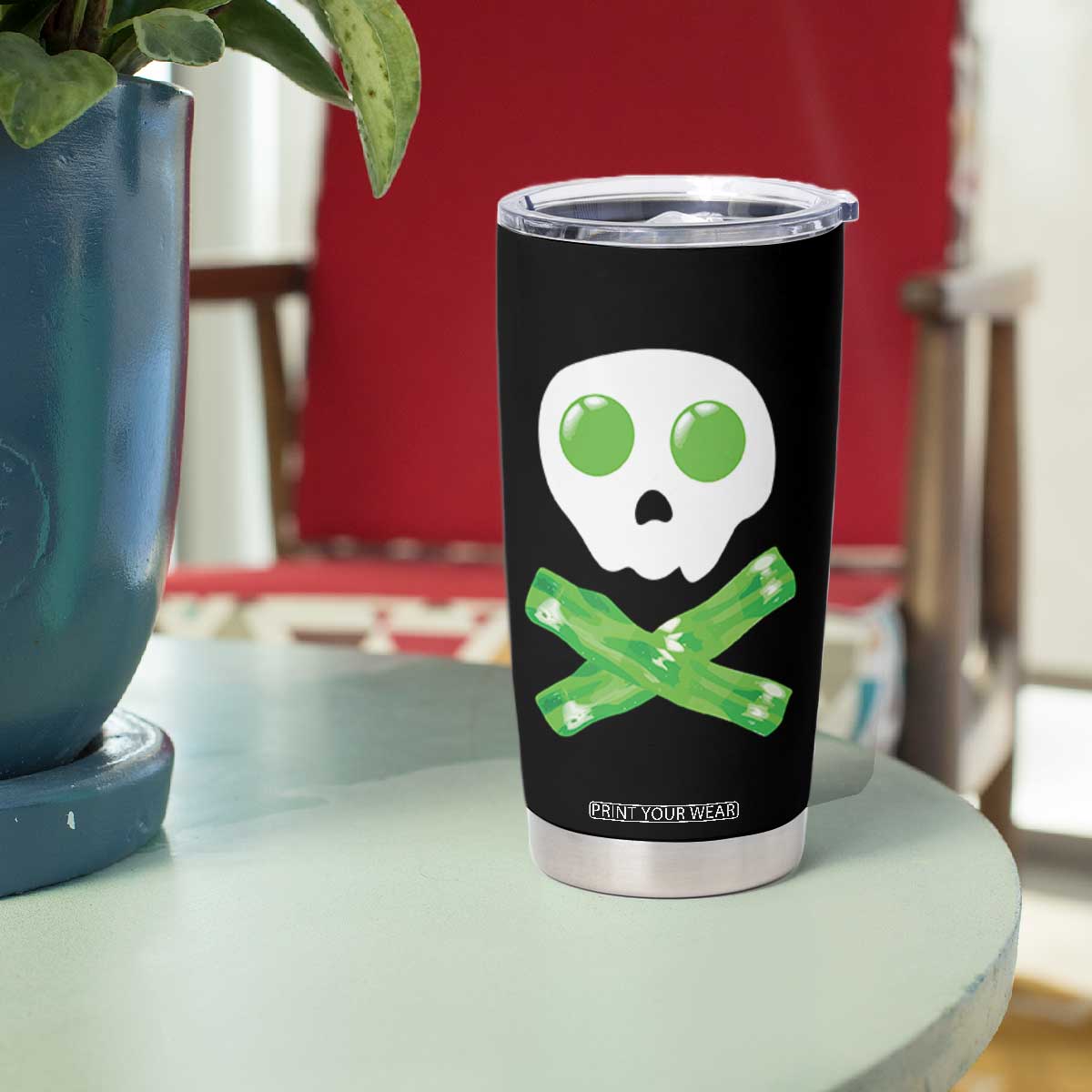 Funny St Patricks Day Tumbler Cup Bacon & Eggs Skull & Crossbones TS10 Print Your Wear