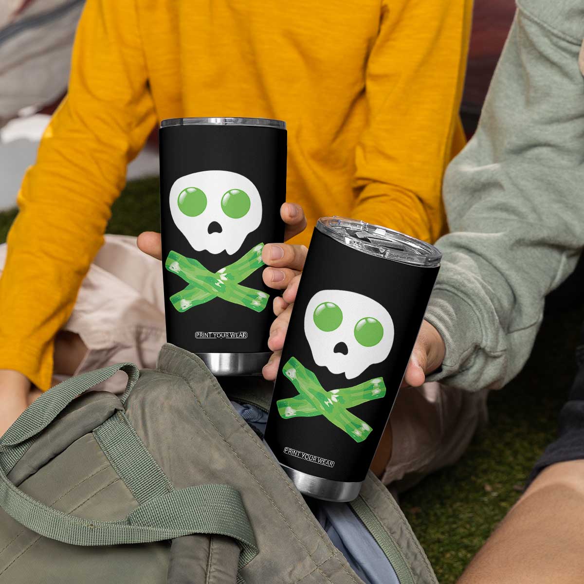 Funny St Patricks Day Tumbler Cup Bacon & Eggs Skull & Crossbones TS10 Print Your Wear