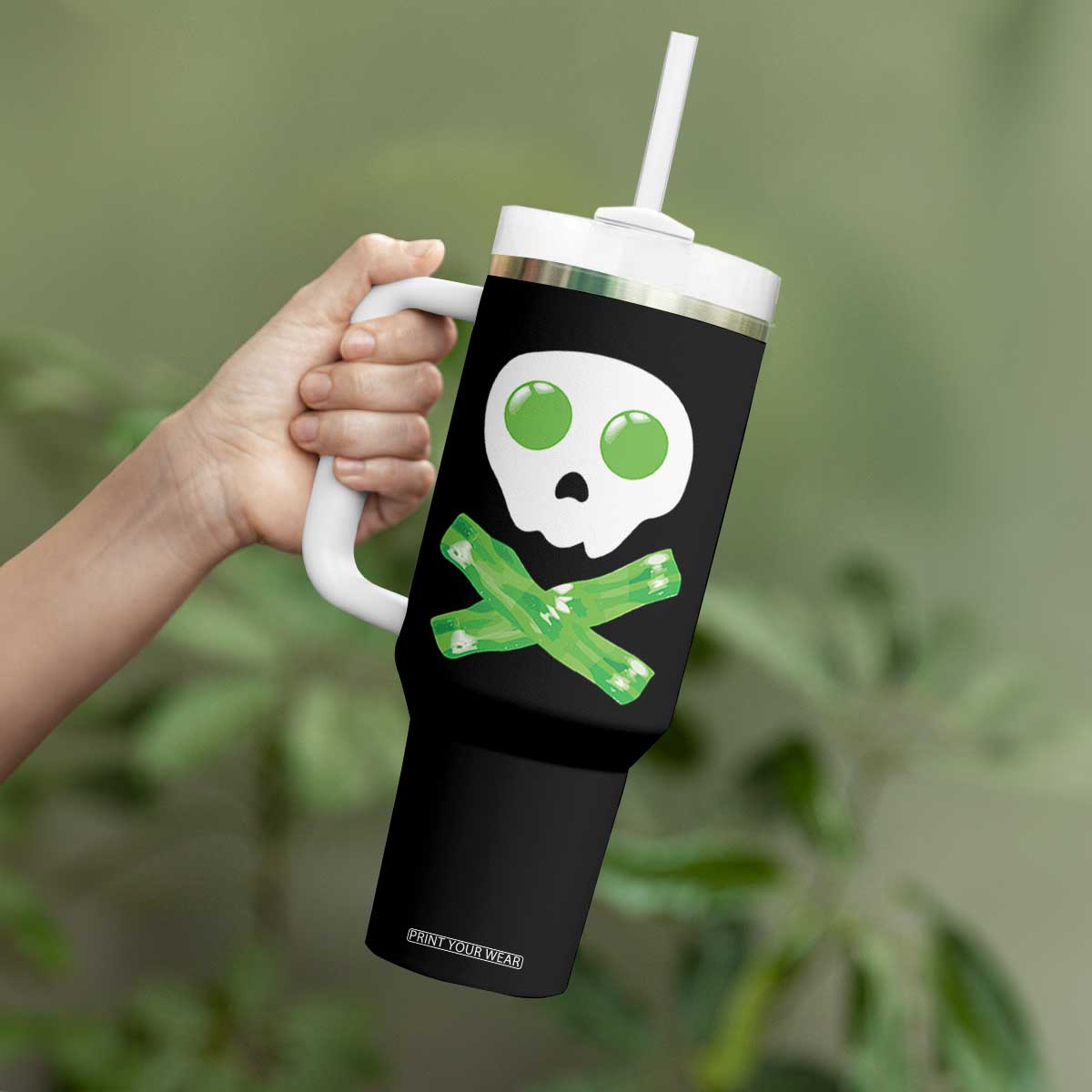 Funny St Patricks Day Tumbler With Handle Bacon & Eggs Skull & Crossbones TS10 Print Your Wear