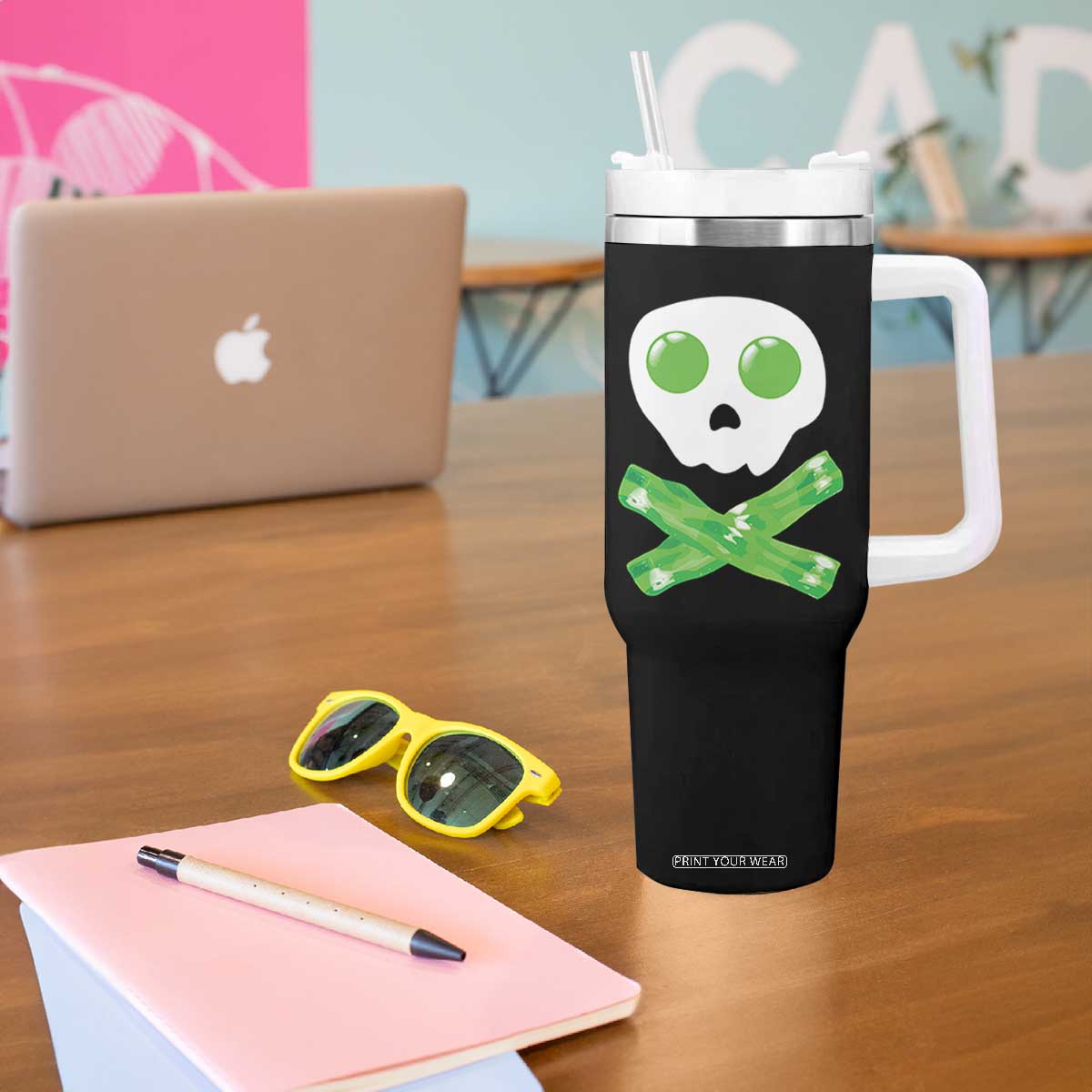 Funny St Patricks Day Tumbler With Handle Bacon & Eggs Skull & Crossbones TS10 Print Your Wear