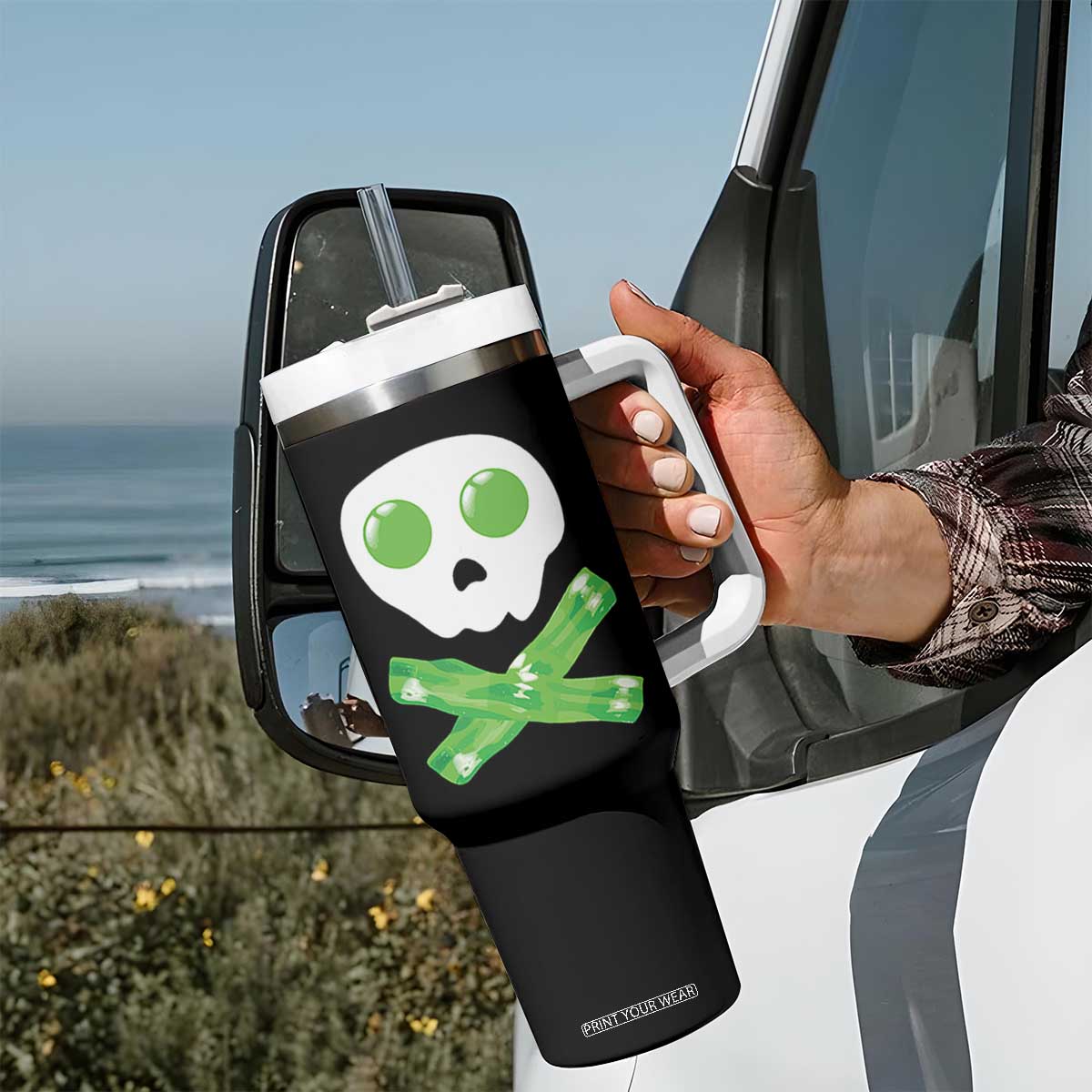Funny St Patricks Day Tumbler With Handle Bacon & Eggs Skull & Crossbones TS10 Print Your Wear
