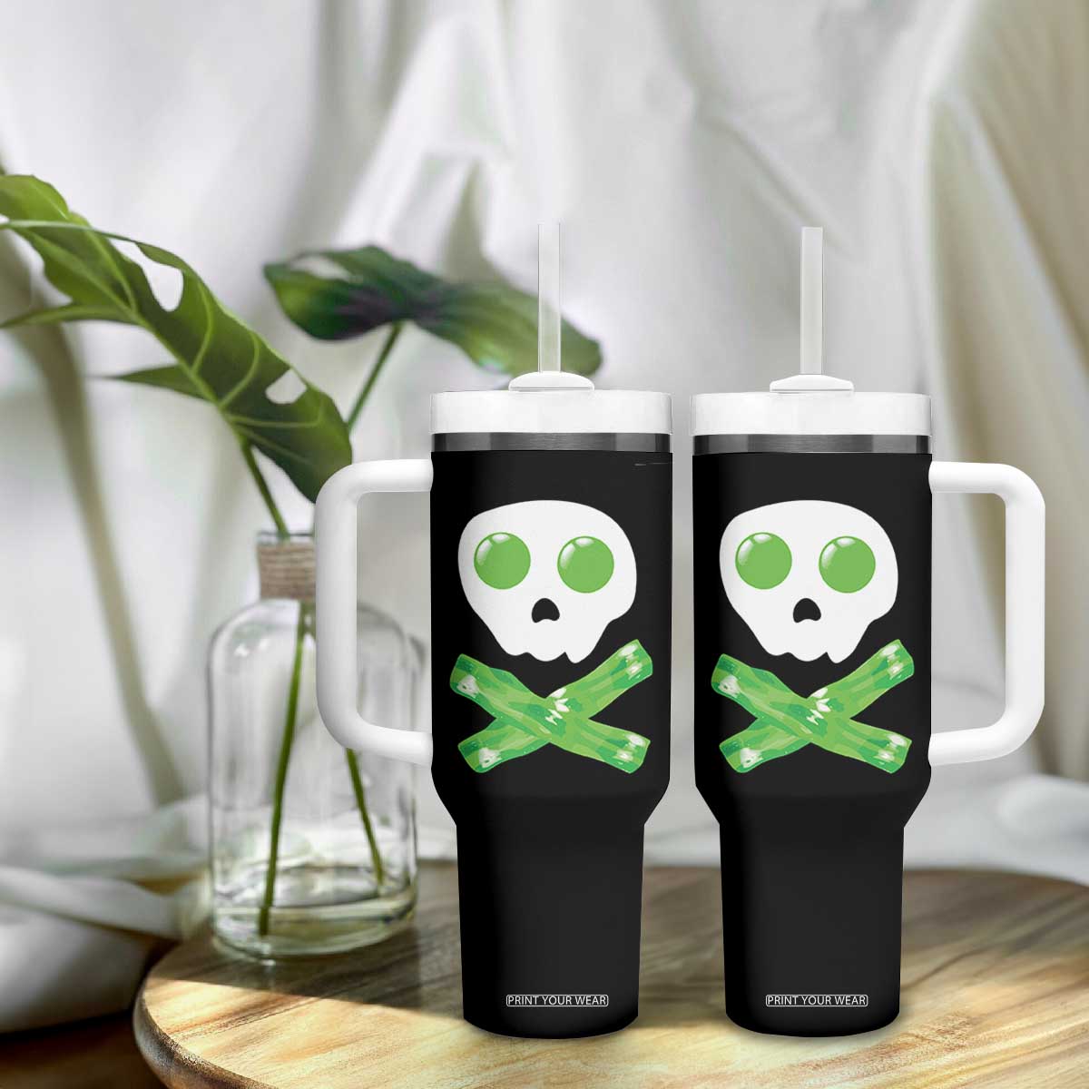 Funny St Patricks Day Tumbler With Handle Bacon & Eggs Skull & Crossbones TS10 Print Your Wear