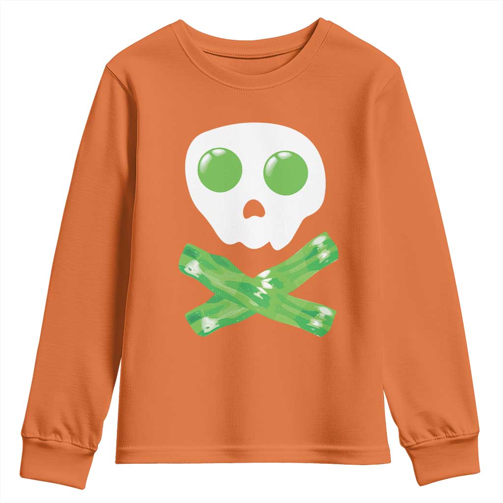 Funny St Patricks Day Youth Sweatshirt Bacon & Eggs Skull & Crossbones TS10 Orange Print Your Wear