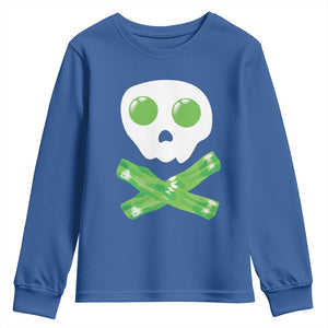 Funny St Patricks Day Youth Sweatshirt Bacon & Eggs Skull & Crossbones TS10 Royal Blue Print Your Wear