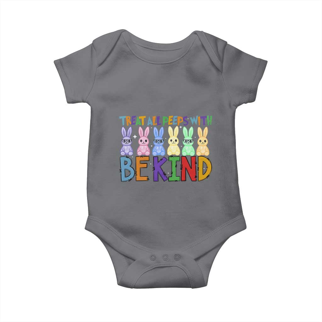 Teacher Easter Baby Onesie Treat All Peeps With Kindness Funny Bunny TS10 Charcoal Print Your Wear