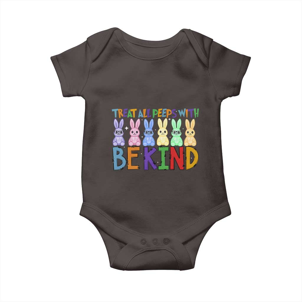 Teacher Easter Baby Onesie Treat All Peeps With Kindness Funny Bunny TS10 Dark Chocolate Print Your Wear