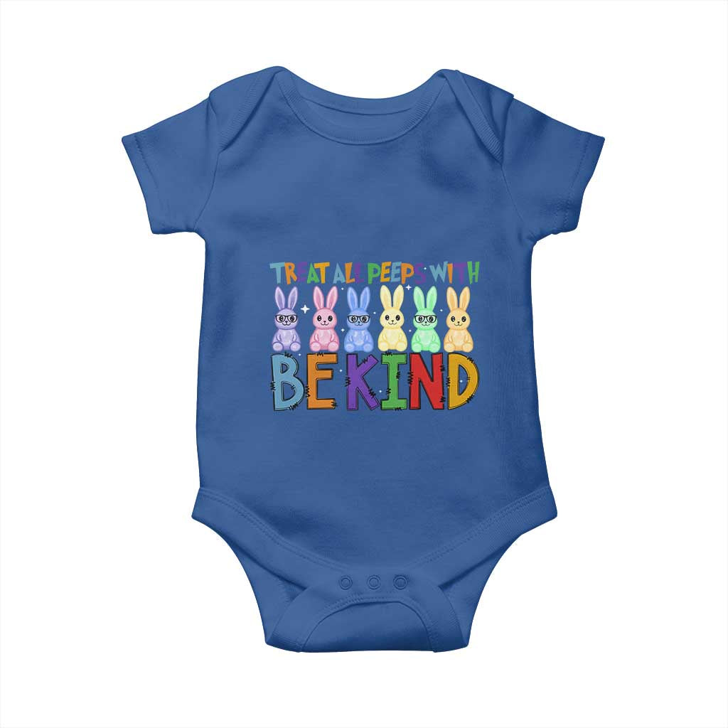 Teacher Easter Baby Onesie Treat All Peeps With Kindness Funny Bunny TS10 Royal Blue Print Your Wear