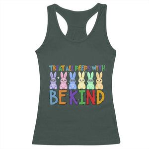 Teacher Easter Racerback Tank Top Treat All Peeps With Kindness Funny Bunny TS10 Dark Forest Green Print Your Wear