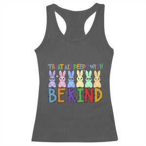 Teacher Easter Racerback Tank Top Treat All Peeps With Kindness Funny Bunny TS10 Dark Heather Print Your Wear