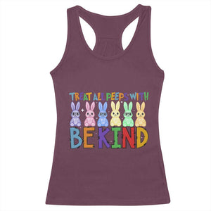 Teacher Easter Racerback Tank Top Treat All Peeps With Kindness Funny Bunny TS10 Maroon Print Your Wear