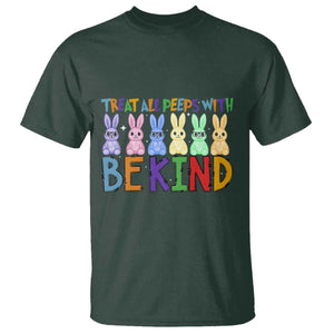 Teacher Easter T Shirt Treat All Peeps With Kindness Funny Bunny TS10 Dark Forest Green Print Your Wear