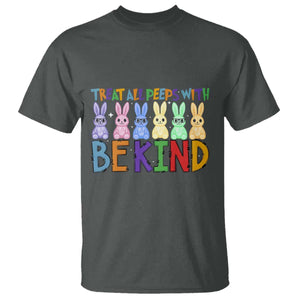 Teacher Easter T Shirt Treat All Peeps With Kindness Funny Bunny TS10 Dark Heather Print Your Wear